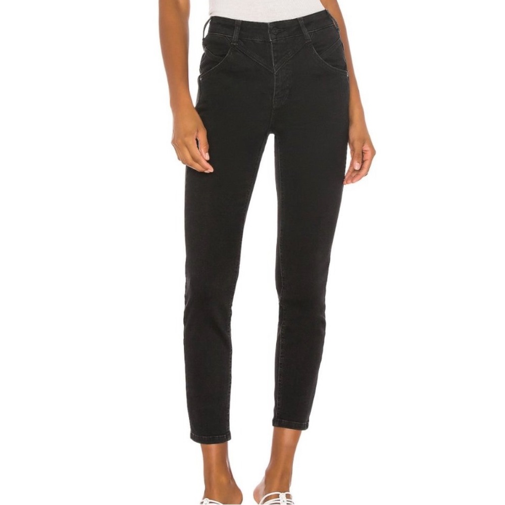 FREE PEOPLE riley seamed skinny black jeans